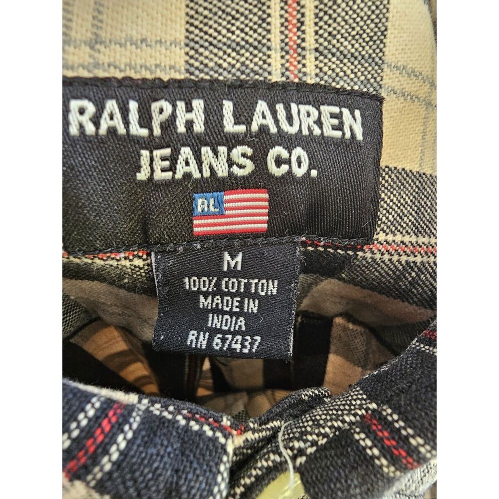 Ralph Lauren Jeans Co Shirt Mens Size Medium Cotton Plaid Button Up Heavy Duty - Picture 7 of 7